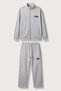 Men's Oversize Zippered Tracksuit Set Gray Melange