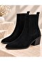 Women's Black Suede Chelsea Boots with Elastic on Both Sides