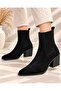 Women's Black Suede Chelsea Boots with Elastic on Both Sides - 4
