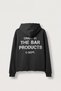 Men's Oversize Back Printed Zippered Hooded Sweatshirt Black - 2