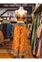 Orange Color Pocket Detailed Silk Trousers Crop Kimono Three-Piece Set - 7