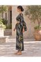 Black Color Silk Trousers and Blouse Set with Embroidered Waist, Pocket and Gold Detail - 5