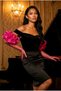 Gemma Organza Ruffled Party Gloves Long Fuchsia - 3