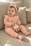 Baby Girl Jumpsuit Daisy Patterned Ruffle Detailed Hairband 2-Piece Baby Girl Set - 3
