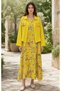 Yellow Color Jacketed Sleeveless Floral Patterned Linen Dress