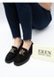 5528 Eren Shoes&Bag Genuine Leather Suede Buckle Detailed Low Heeled Daily Comfortable Orthopedic Insole Shoes Real Leather Suede Black - 7