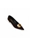 Gold Detailed Suede Pointed Toe Low Heel Shoes - 3