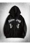Gothic Graphic Oversize Zippered Unisex Hooded Cardigan