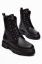 Women's Black Lace-Up Boots Thick Soled Zippered Winter Casual Stylish Boots 66 - 5