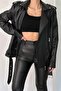 Trend Prd Oversize Long Women's Black Leather Jacket - 3