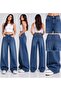 Women's Oversize Wide Leg Baggy Jean Pants - 2