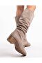 Code 100, Genuine Leather, with a Raised Sole, Without Bag and Zipper, Bellows-Style Boots - 3