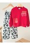Girl's Leopard Patterned Trousers 100% Cotton Set - 3