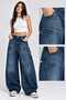 Women's Oversize Wide Leg Baggy Jean Pants - 3