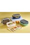 3-Piece Single-Layer Compartmented Lunch Box – 2X3 Compartmented Food-Grade Plastic, Includes Spoon, Fork, and Knife, School Work Picnic, Lunch Box Bento, Mixed Colors - 2