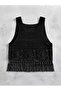 Hand Knitted Cotton Thread Vest with Motifs and Tassels - 3