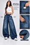 Women's Oversize Wide Leg Baggy Jean Pants - 2