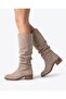 Code 100, Genuine Leather, with a Raised Sole, Without Bag and Zipper, Bellows-Style Boots - 2