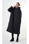 Plus-Size Hooded Long Quilted Coat - Black - 2