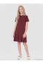 Ozmarka New Season Burgundy Polo Collar Pleated Girls' Dress