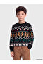 Ozmarka New Season Navy Blue Crew Neck Boys' Sweater