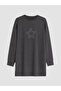 Two Mt Shop Quality Lcw Modest Anthracite Interlock Stone Loose & Baggy Women's Sweatshirt Tunic - 5