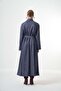Belted Cape-Style Felt Coat - Navy - 2