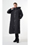 Plus-Size Hooded Diamond-Quilted Coat - Black - 3