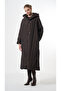 Plus-Size Hooded Long Quilted Coat - Brown - 2