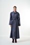 Belted Cape-Style Felt Coat - Navy