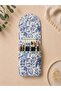 Multi-Compartment Blue Leaf Patterned Brown Organizer Pencil Bag – Canvas Desk Organizer