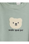 Ozmarka New Season Green Baby Boy Embroidered Sweatshirt and Striped Trousers - 4