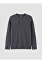 Ozmarka New Season Gray Henley Collar Long Sleeve Men's Pajama Top - 5
