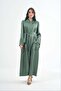 Belted Linen-Blend Overcoat with Zip Pockets - Green
