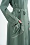 Belted Linen-Blend Overcoat with Zip Pockets - Green - 5