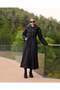 Belted Cape-Style Felt Coat - Black - 2