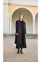 Double-Breasted Long Coat - Black - 6