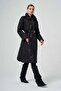 Belted Long Winter Coat with Zip Details - Black - 2