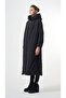 Plus-Size Hooded Long Quilted Coat - Black - 3