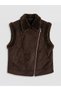 Vizyon New Season Brown Fur Collar Suede Look Women's Vest - 7