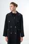 Double-Breasted Long Coat - Black - 4