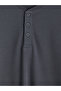Ozmarka New Season Gray Henley Collar Long Sleeve Men's Pajama Top - 7