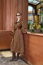 Belted Suede-Effect Long Coat - Tan - 2