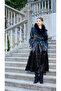 Glossy Belted Long Coat - Black - 2