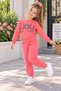 Girls' Tracksuit Set – Pink Love You Print Sweatshirt and Jogger Pants, Casual Sportswear Set - 2