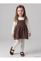 Alita City Lcw Baby Brown Girl's Gabardine Salopet Dress and T-Shirt with a Difference