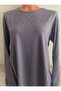Er Clothing Combed Cotton Blouse Long Sleeve Crew Neck Stone Gray - 7