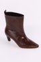 Artemis Series Rustic Bitter Brown Patent Leather Pointed Toe Heeled Women's Boots - 4