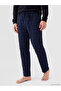 Ozmarka New Season Navy Blue Regular Fit Plaid Men's Pajama Bottoms - 2