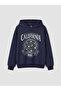 Navy Blue California Printed Girls' Tracksuit Set - 2